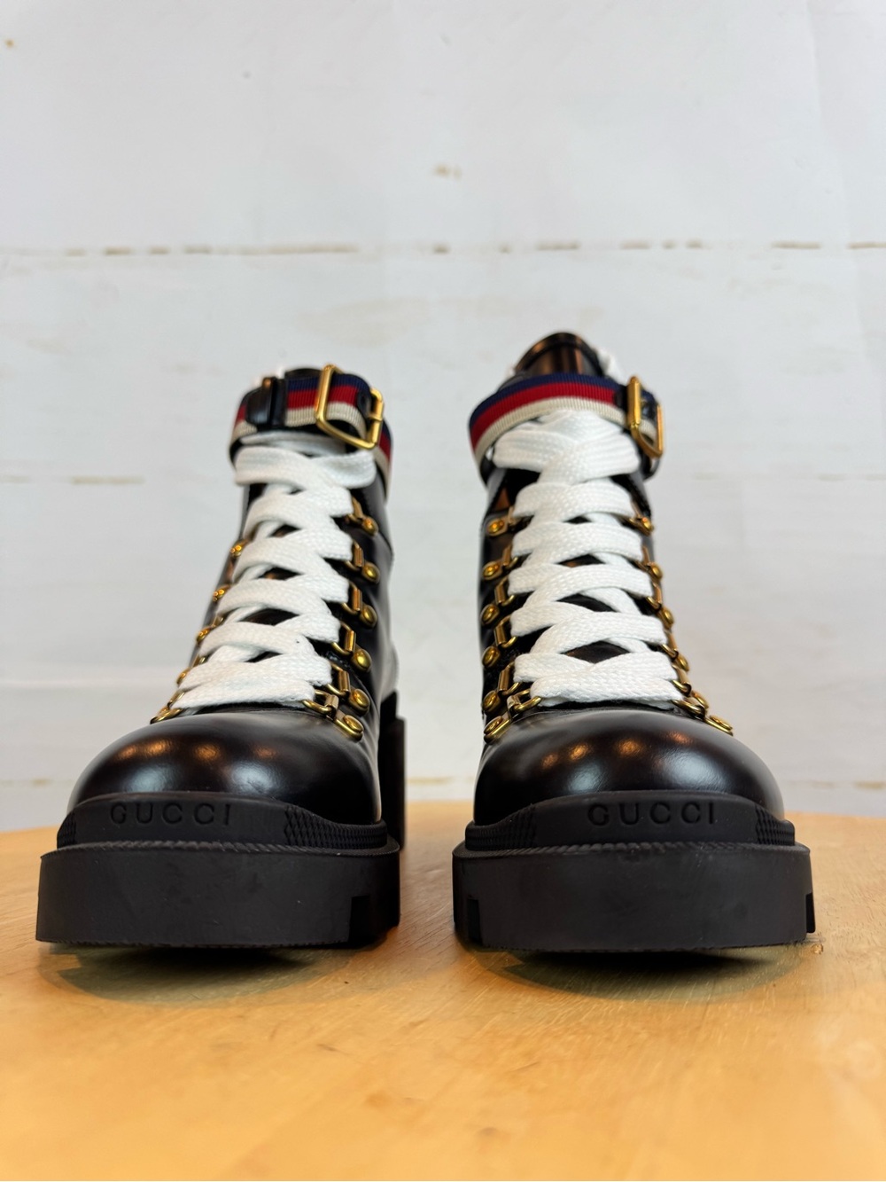Gucci | Black Leather Lace-Up Combat Boot, EU 36.5 - Picture 5 of 12
